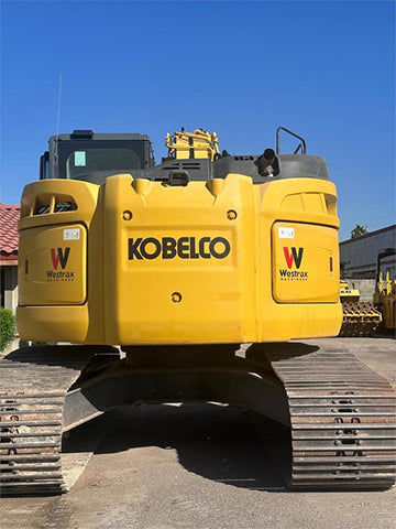 Yellow Kobelco excavator heavy machinery for sale near Corona CA at Westrax Machinery