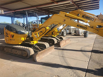 Kobelco SK210 mini excavator options heavy machinery for sale near Corona CA at Westrax Machinery