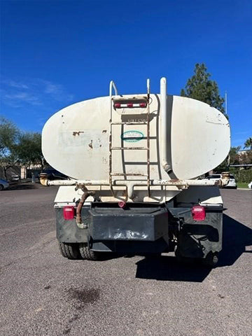 Back view of a large white comercial truck International DuraStar medium-duty trucks for rent near Corona CA at Westrax Machinery