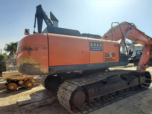 Orange excavator with Hitachi ZX350 heavy machinery for sale near corona ca by westrax machinery