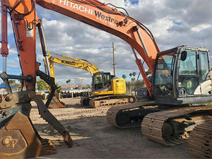 Hitachi excavator on a construction site heavy machinery for sale near corona ca by westrax machinery