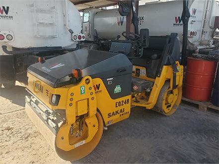 Sakai SW354 double drum asphalt roller for sale near Corona CA at Westrax Machinery